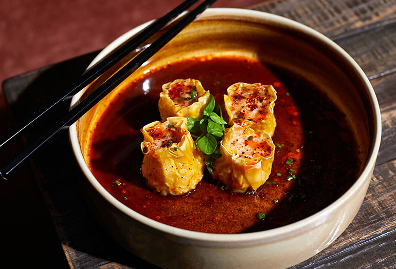 a bowl of food on a table