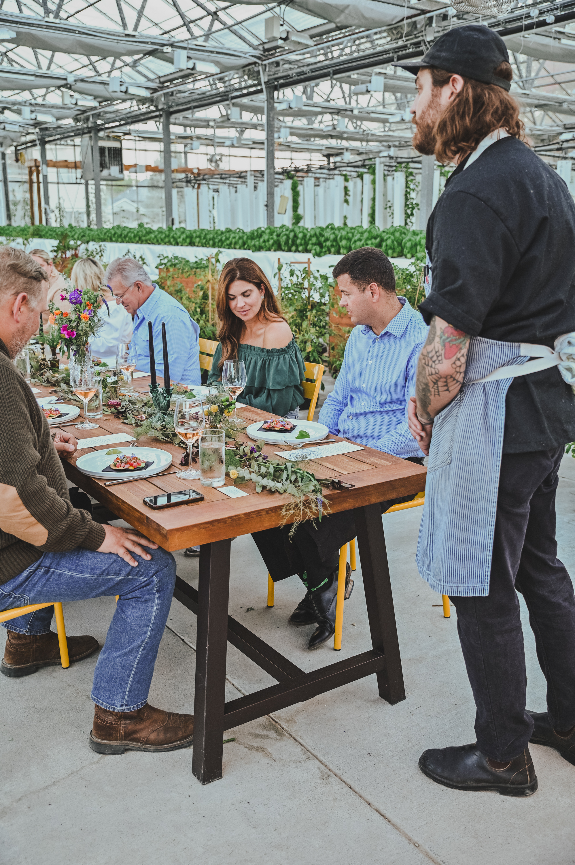 a group of people eating