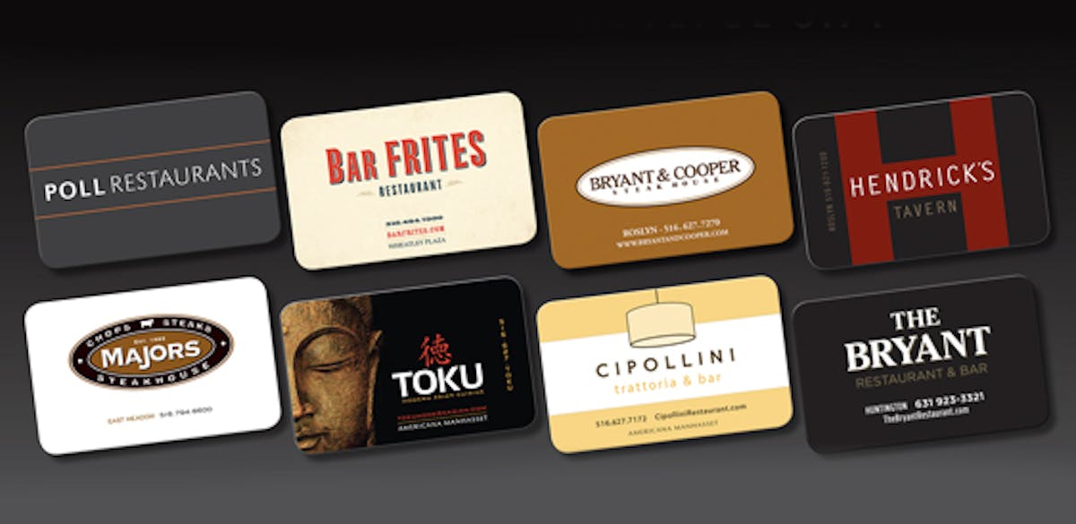 a close up of gift cards