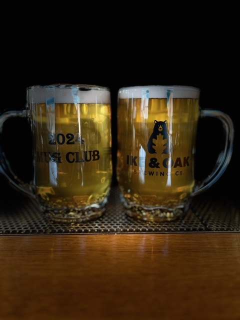 a glass mug on a table