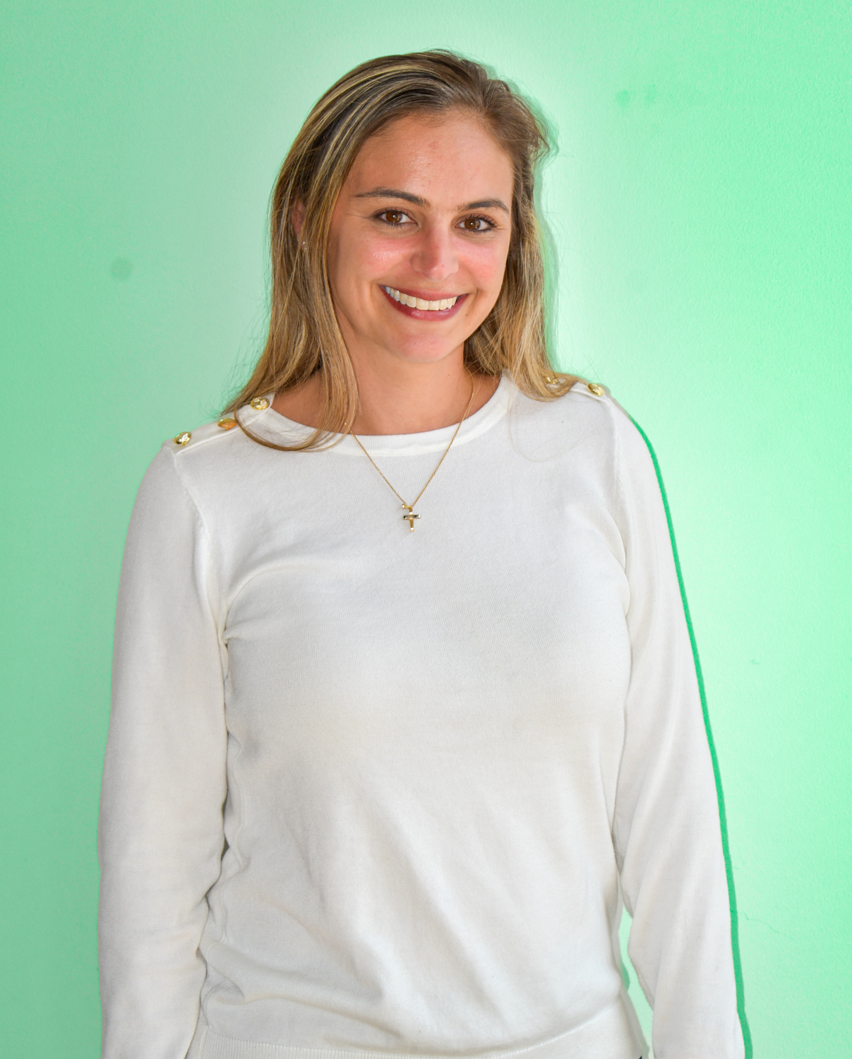 a woman smiling at camera