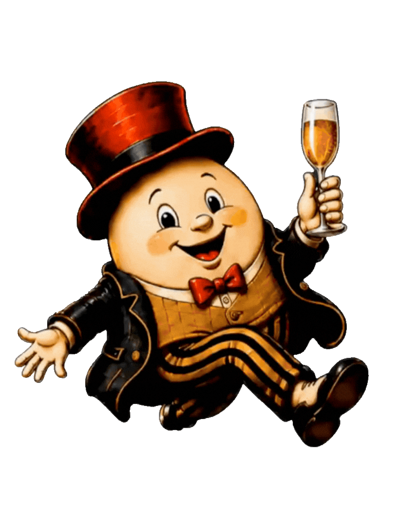 a cartoon of a man holding a glass of champagne