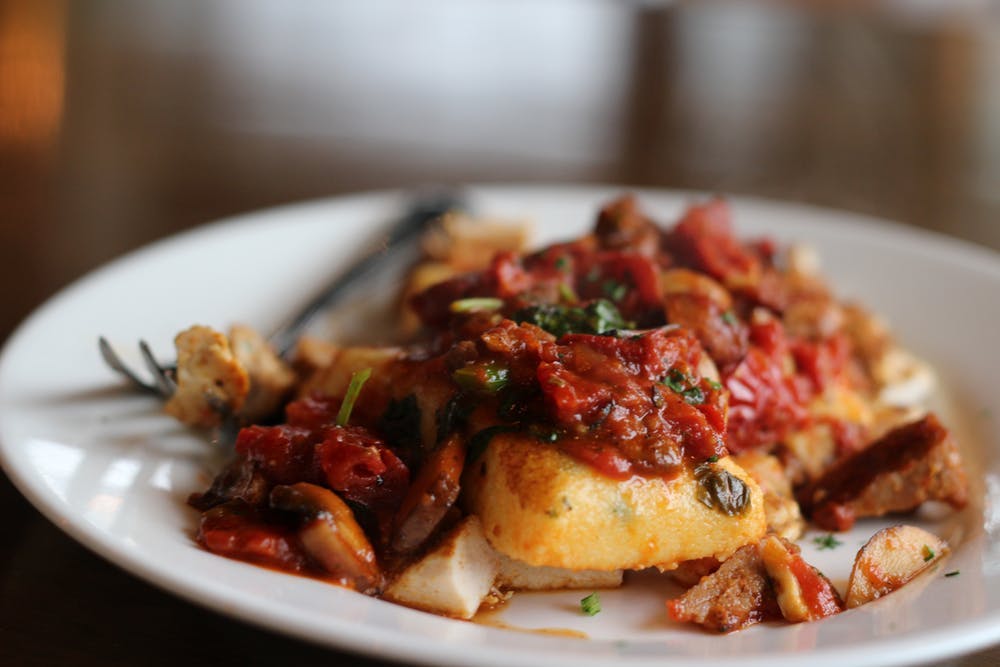 a close up of a plate of food