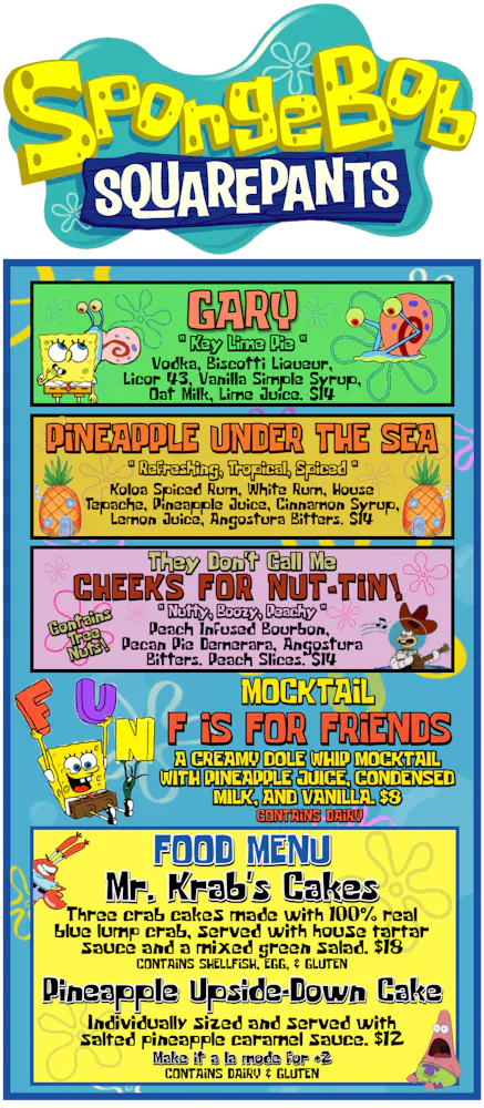 a menu of a drink