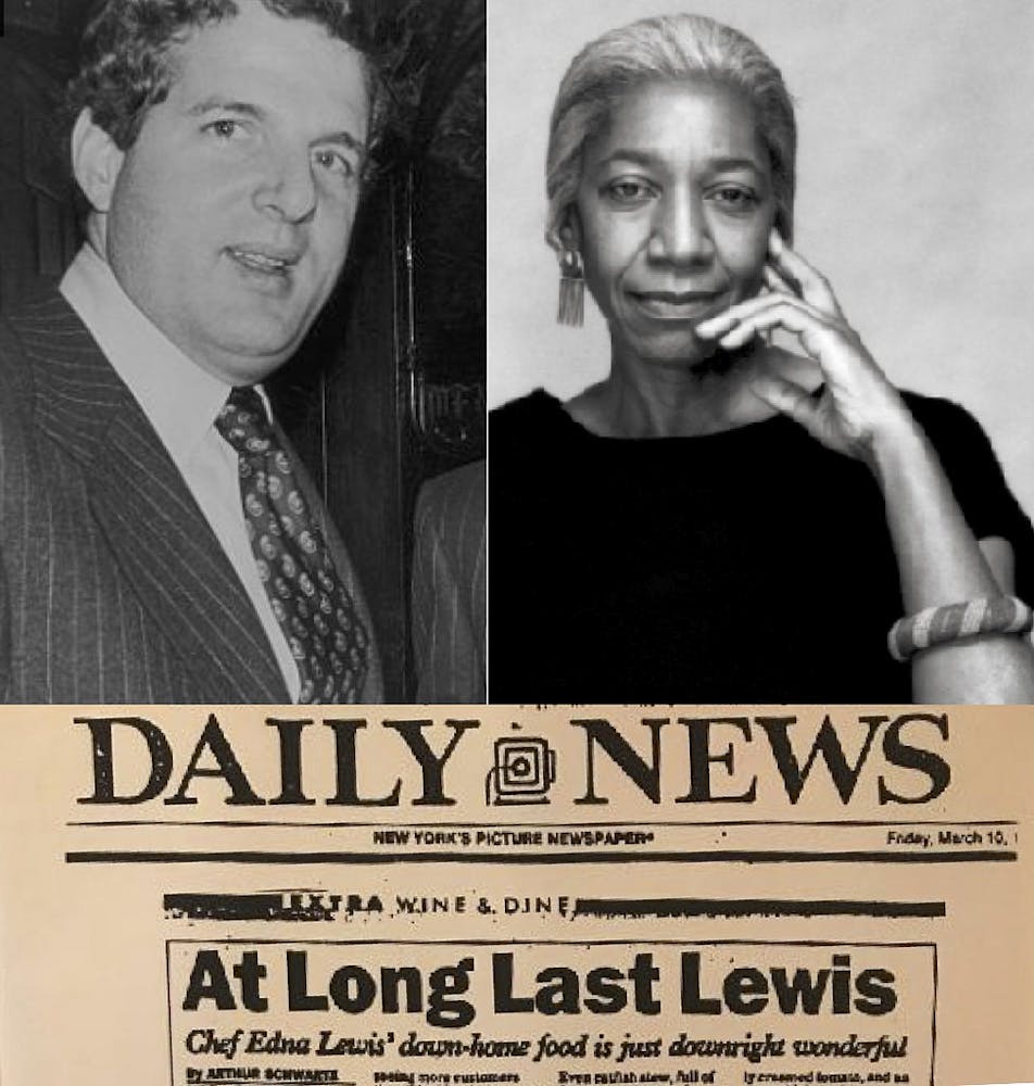 Edna Lewis holding a sign posing for the camera