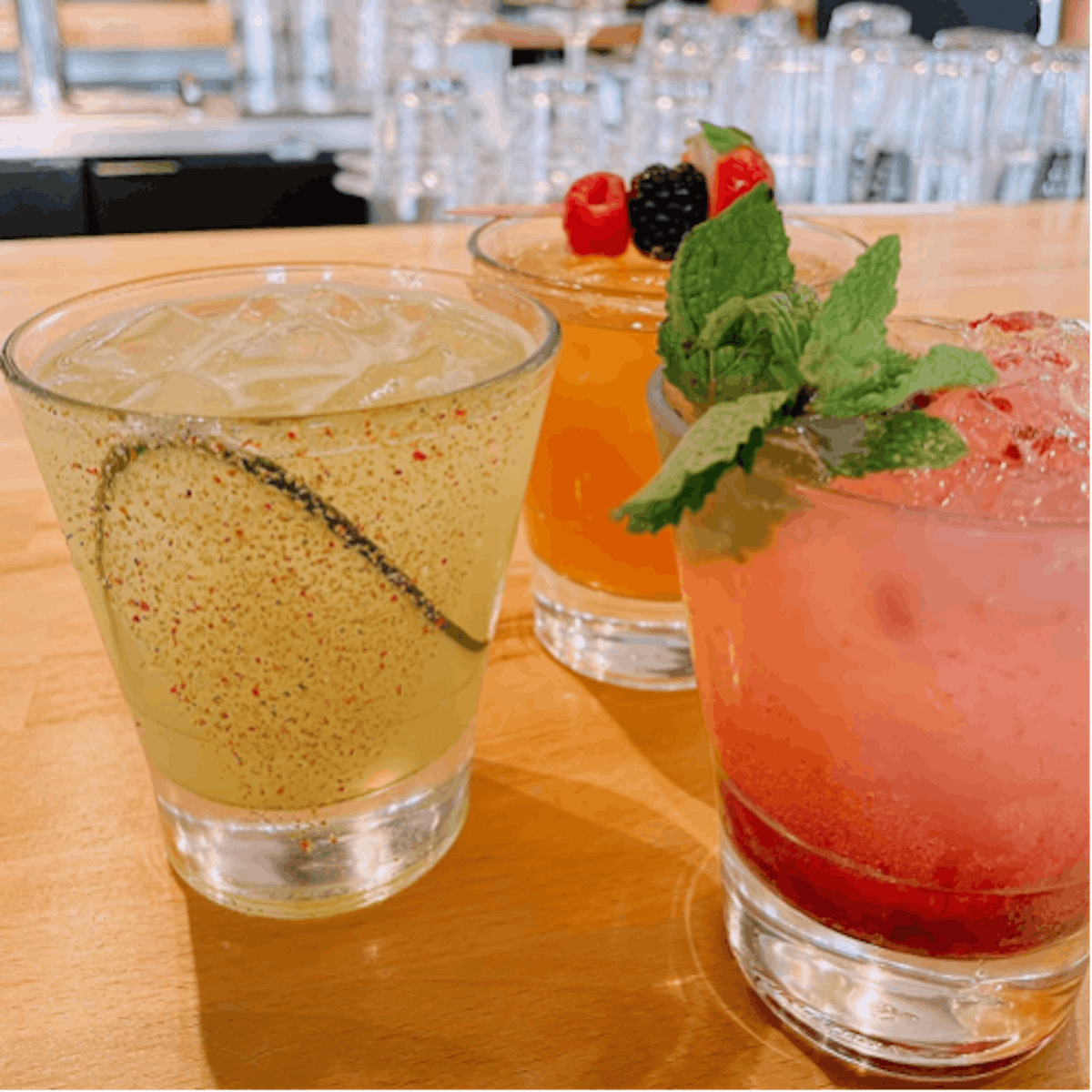 a close up of a beverage in a glass cup on a table