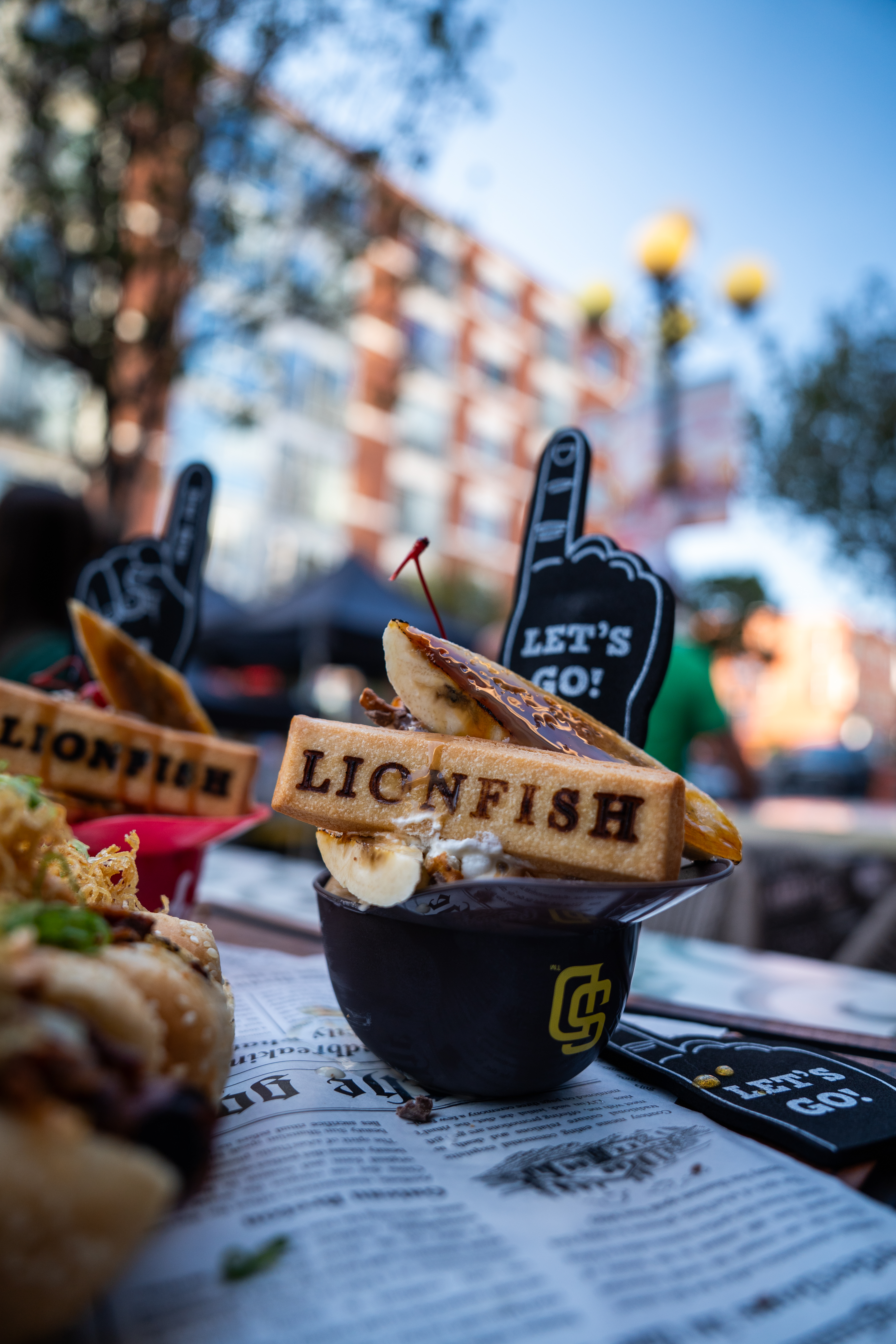 Upscale seafood dishes and sushi rolls at Lionfish restaurant in downtown San Diego Gaslamp Quarter with craft cocktails and modern coastal ambiance