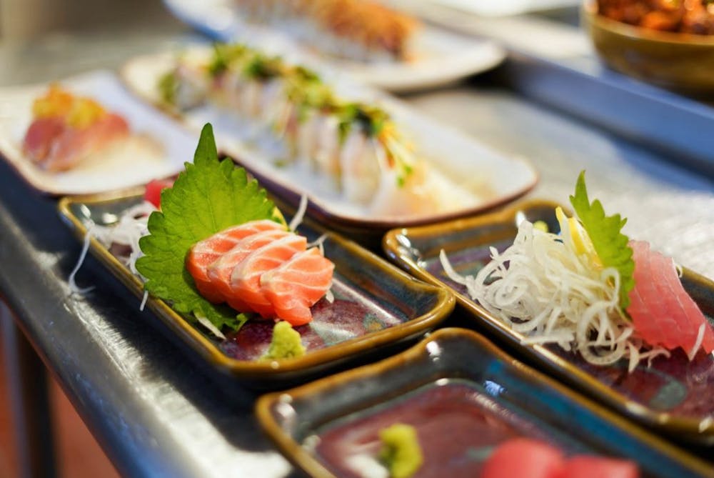 a tray of food on a plate