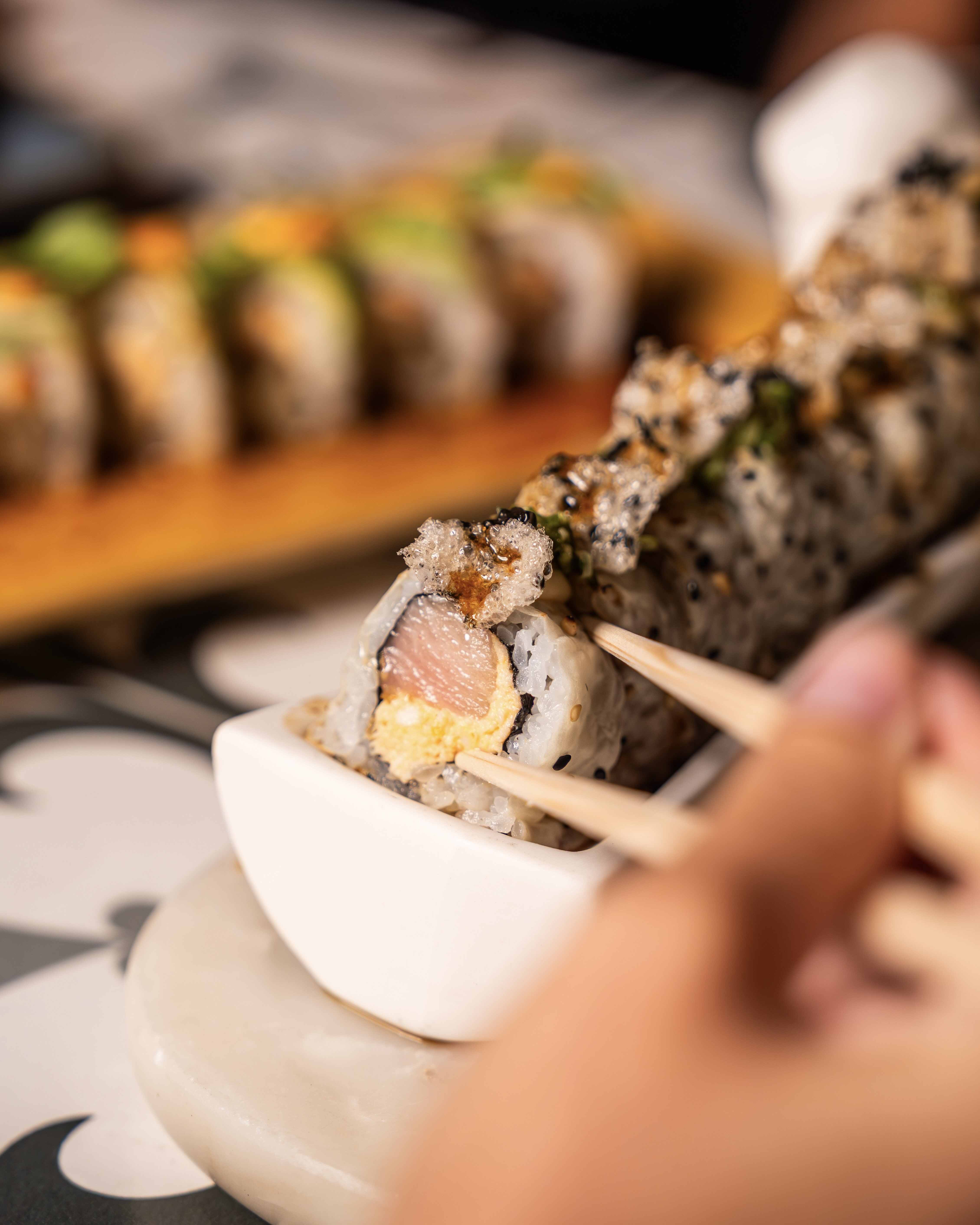 Fresh sushi rolls served at Lionfish, a popular Gaslamp seafood and sushi restaurant