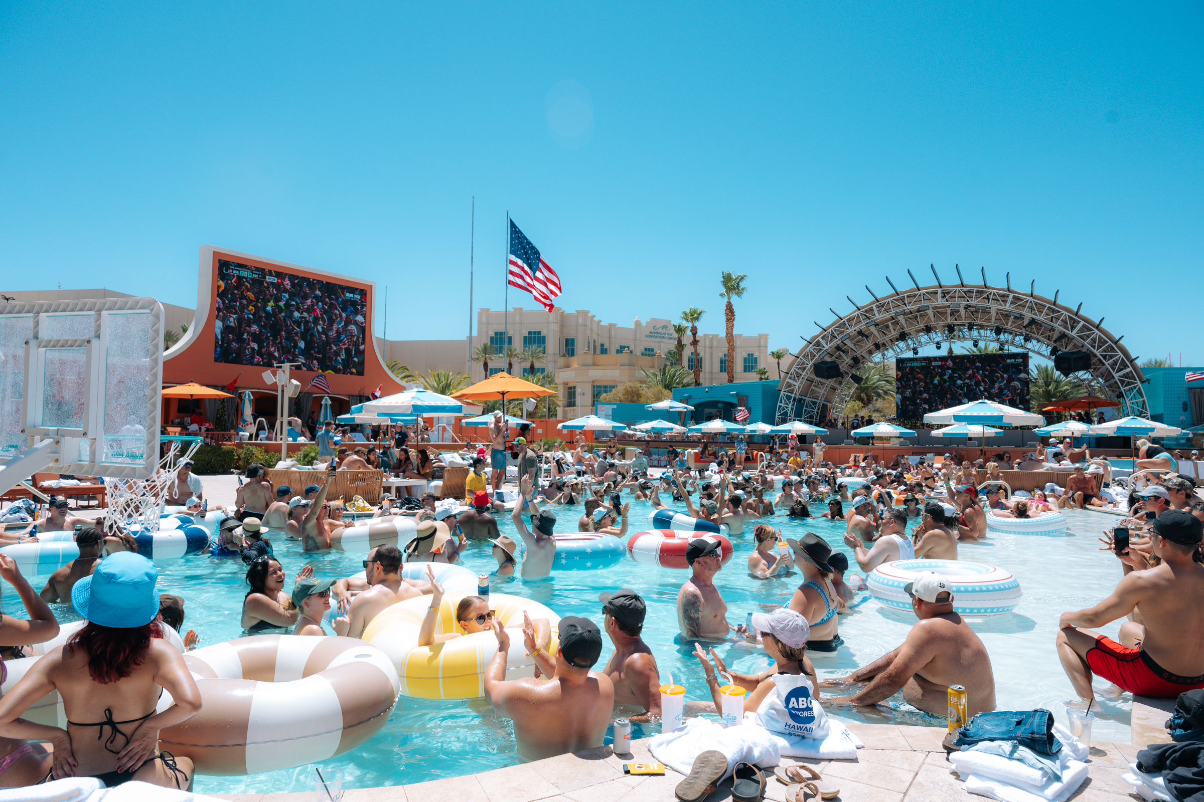 Tailgate Beach Club guests celebrating during a watch party
