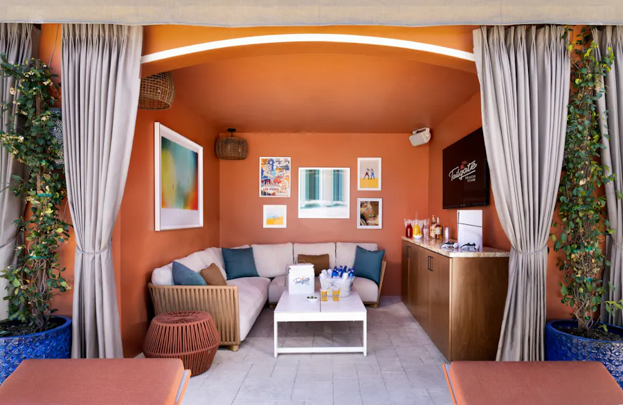 Row of cabanas along the pool deck