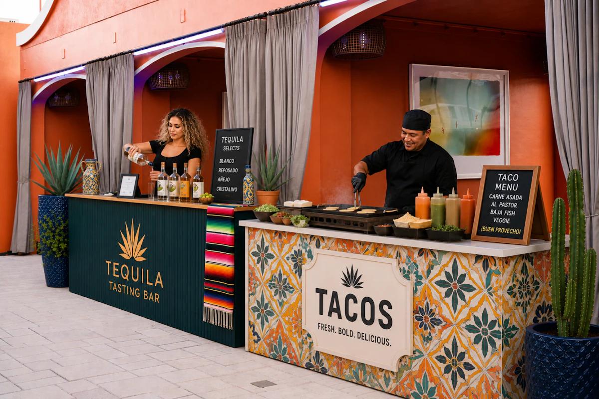 Tacos and tequila bar enhancement at Tailgate Beach Club
