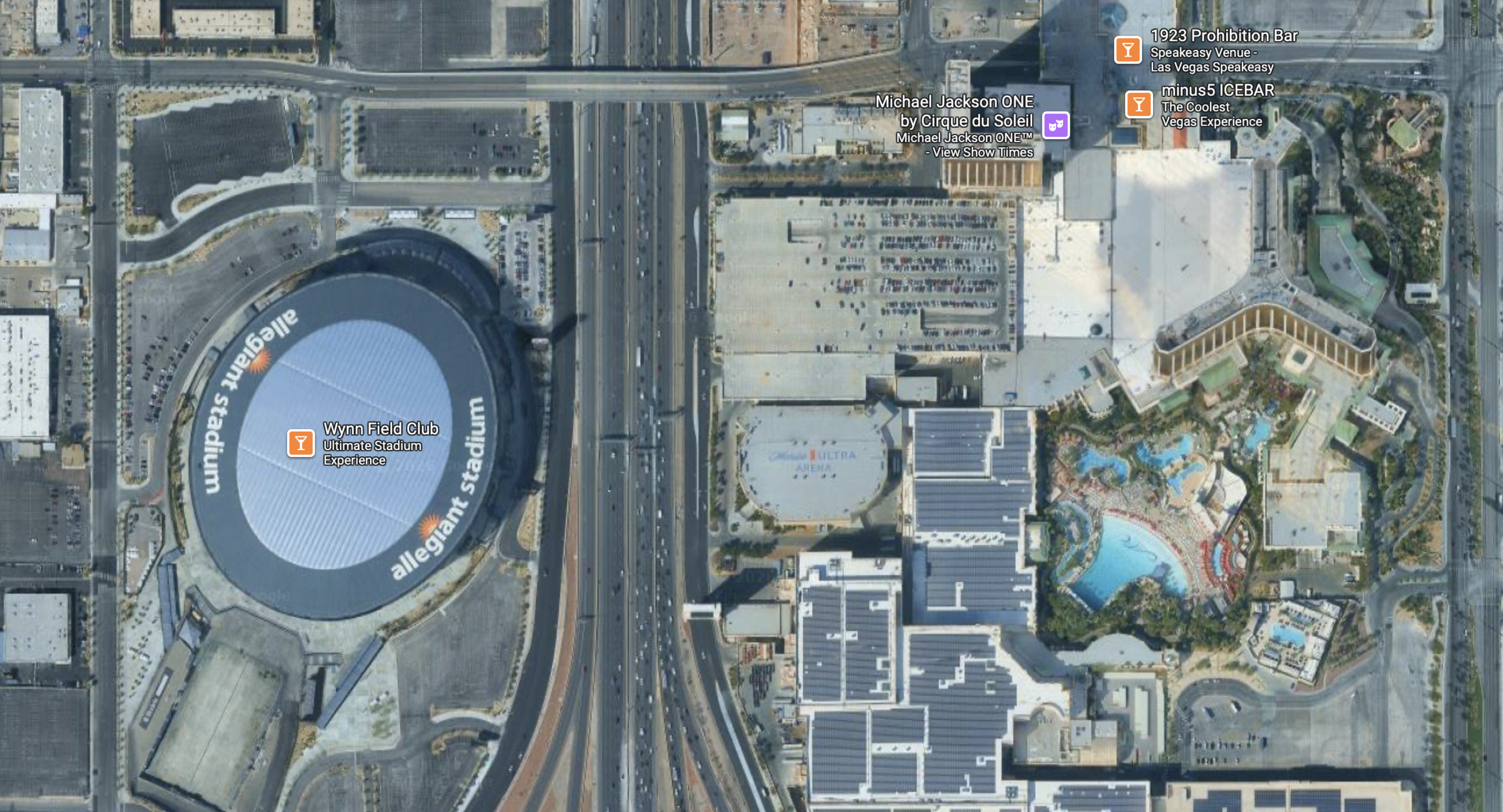 Aerial view of Tailgate Beach Club at Mandalay Bay