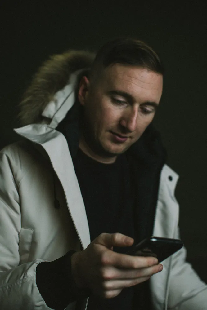 a man looking at the camera