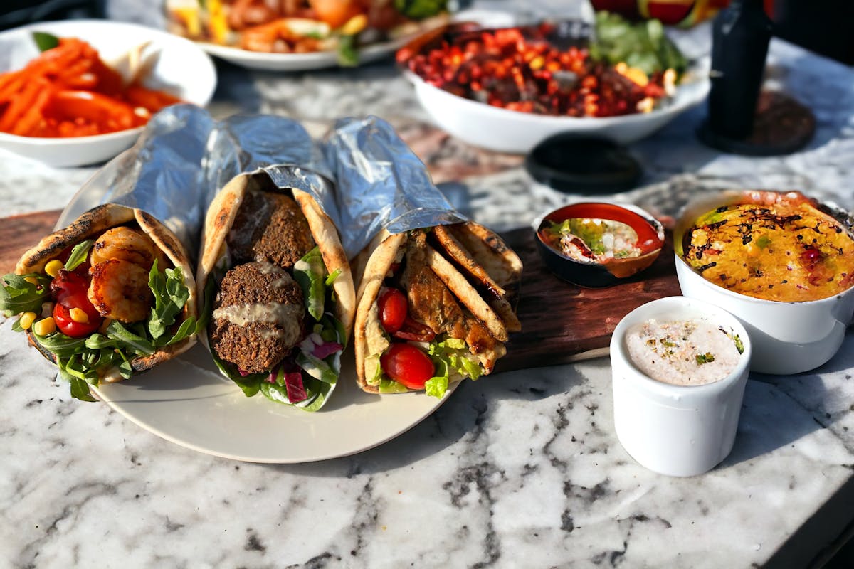 a bunch of food on a table