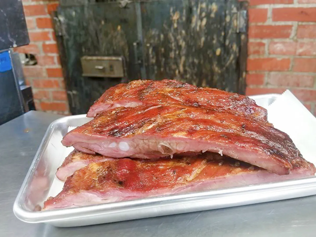 a close up of pork spareribs