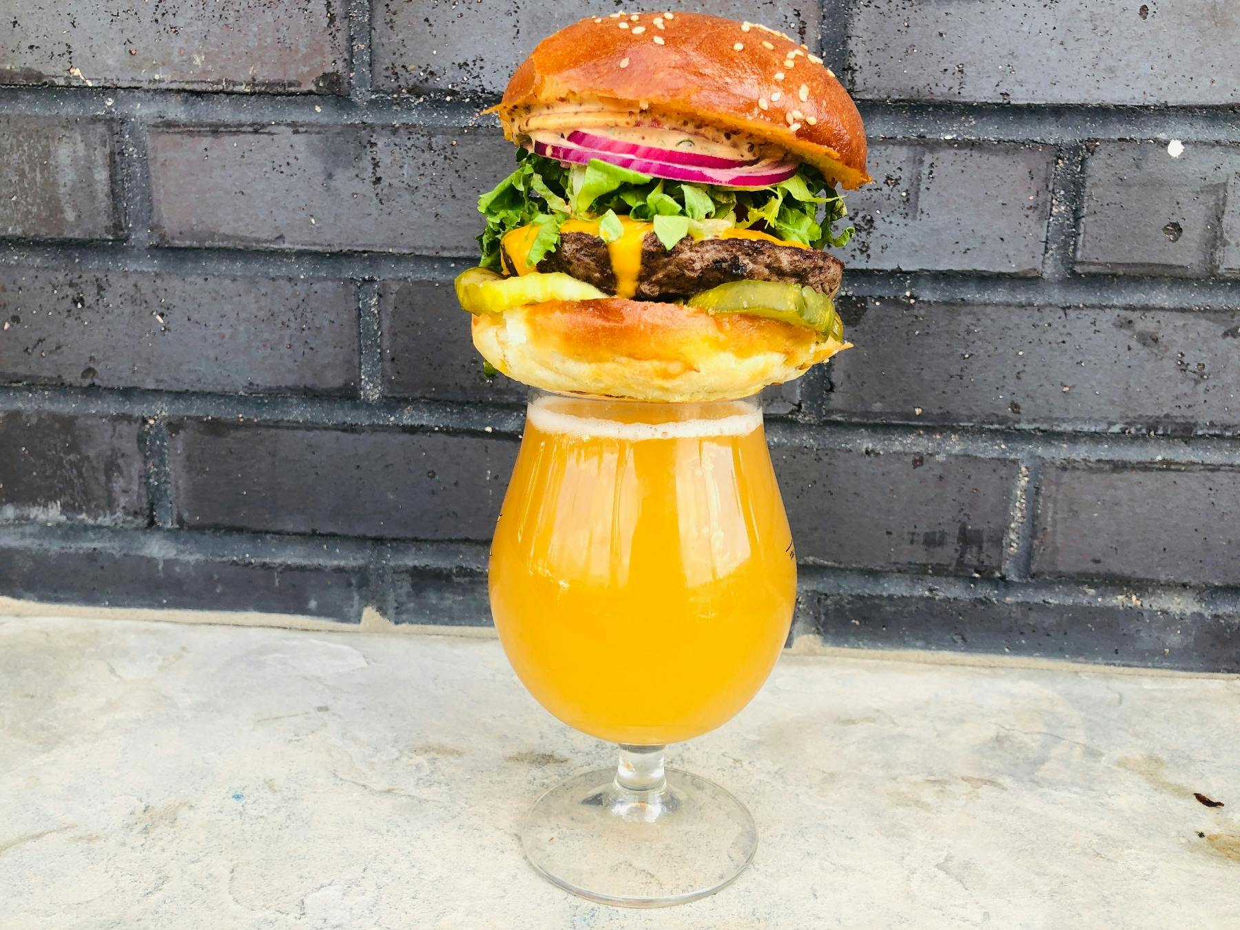 a sandwich sitting on top of a building