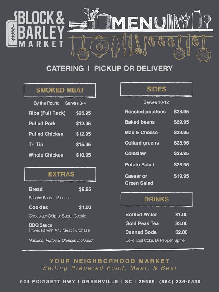 Catering Block and Barley Butcher Shop, Market in Greenville, SC