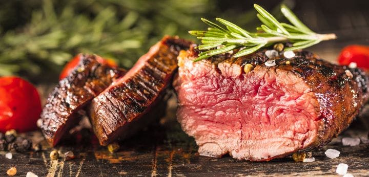 a close up of prime aged steak