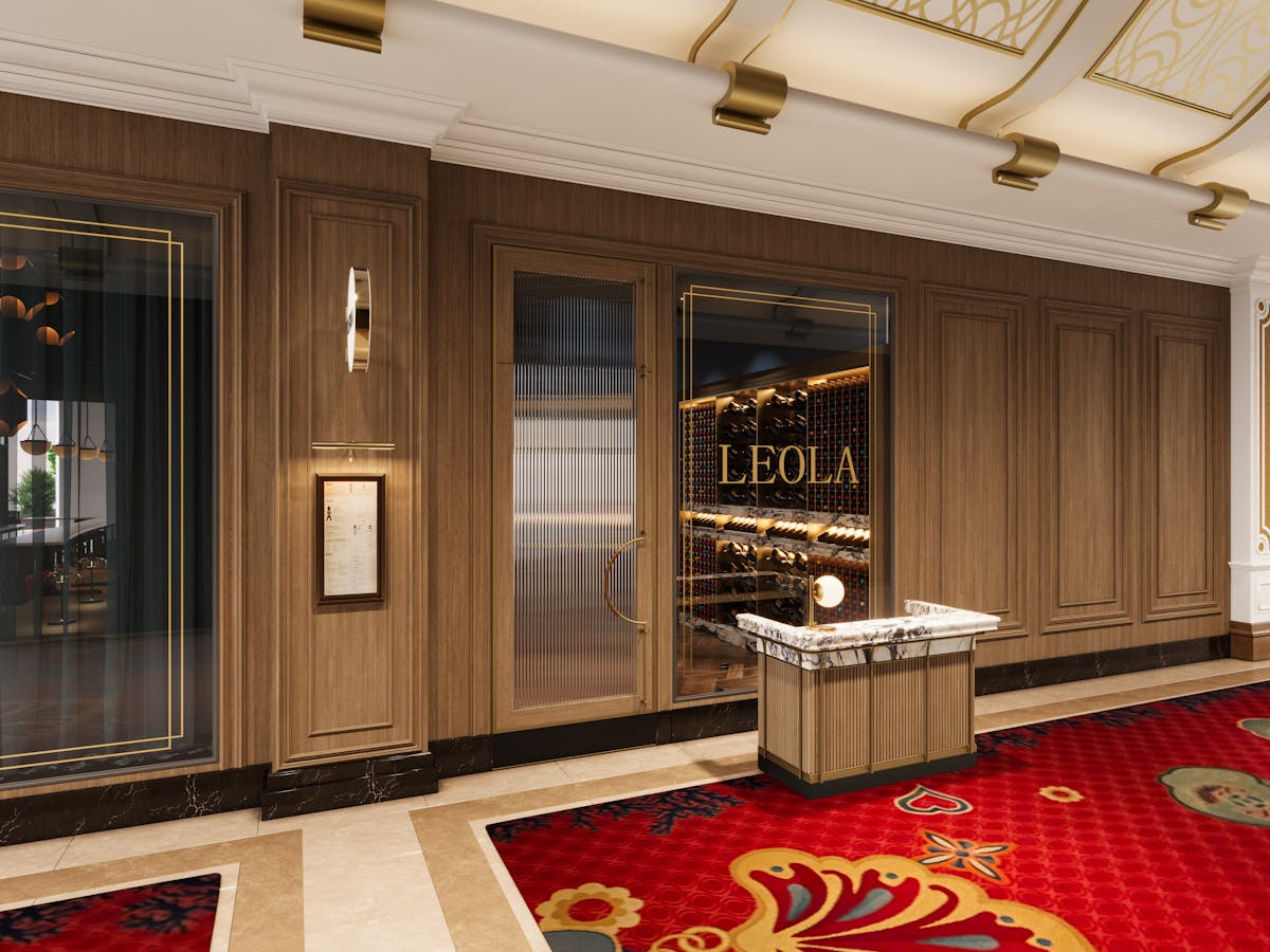 a dining room table in front of a building