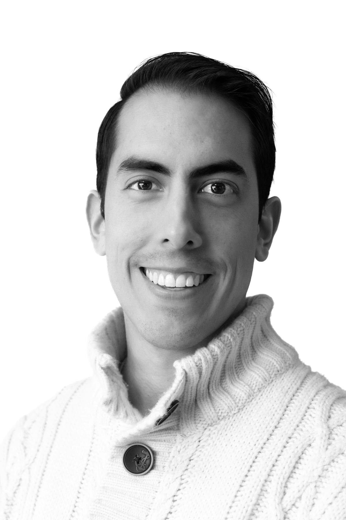 black and white portrait of Sebastian Nunez Truffles Fine Foods Assistant Manager