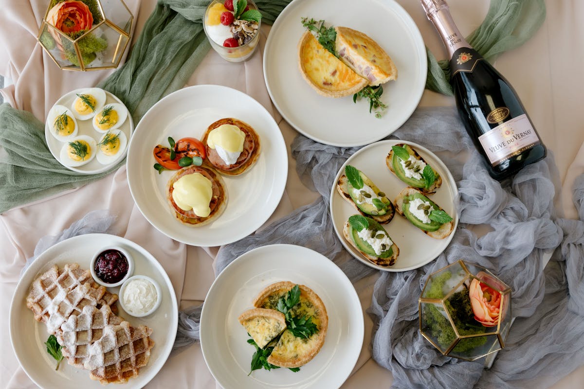a bunch of food sitting on a table