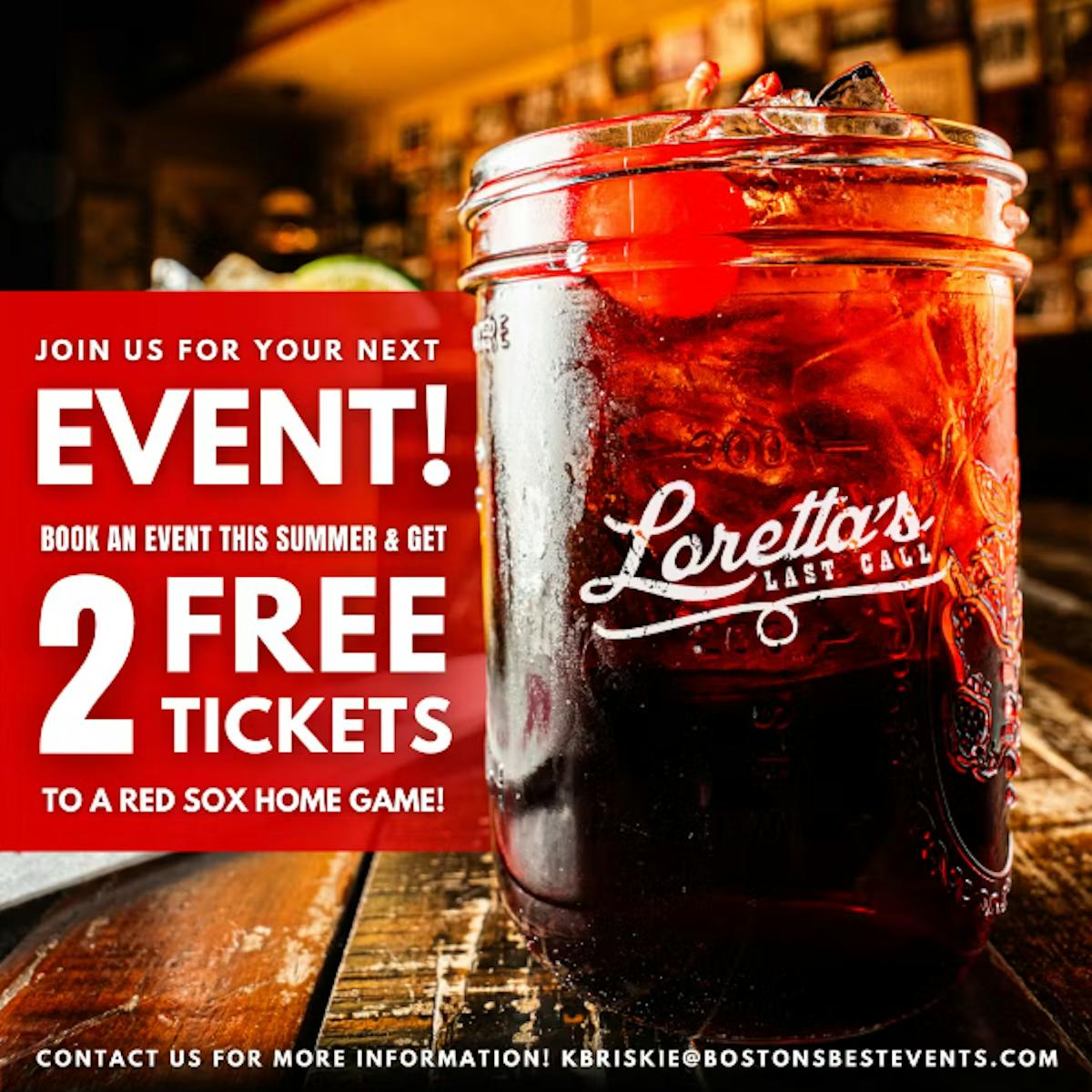 free redsox tickets when you book a private event at loretta's boston ma