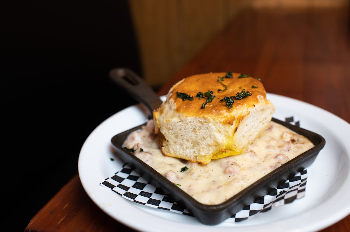 a biscuit on a plate