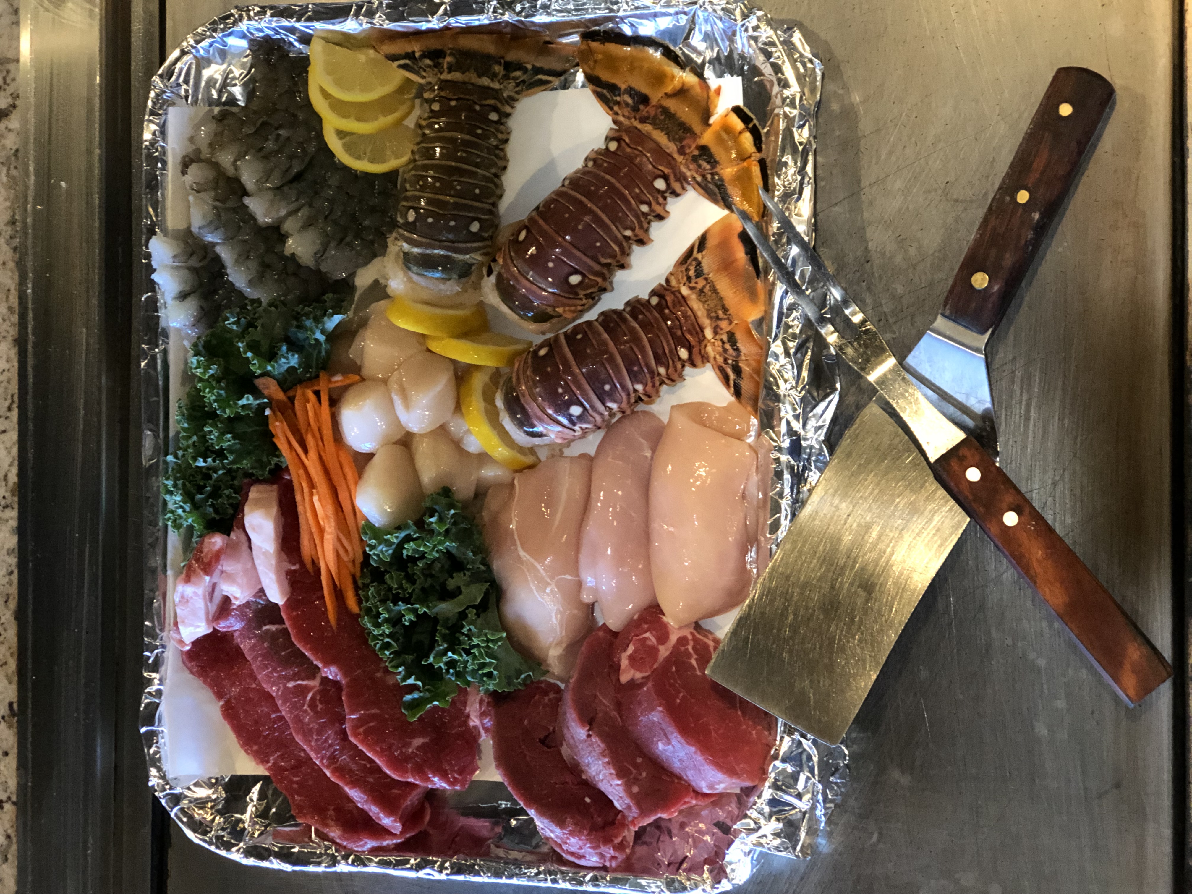 a plate of food with a knife and fork