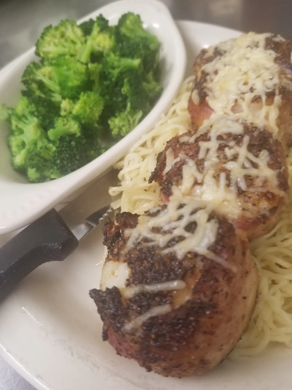 a plate of food with broccoli
