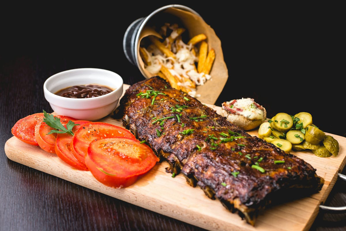 food on a wooden cutting board