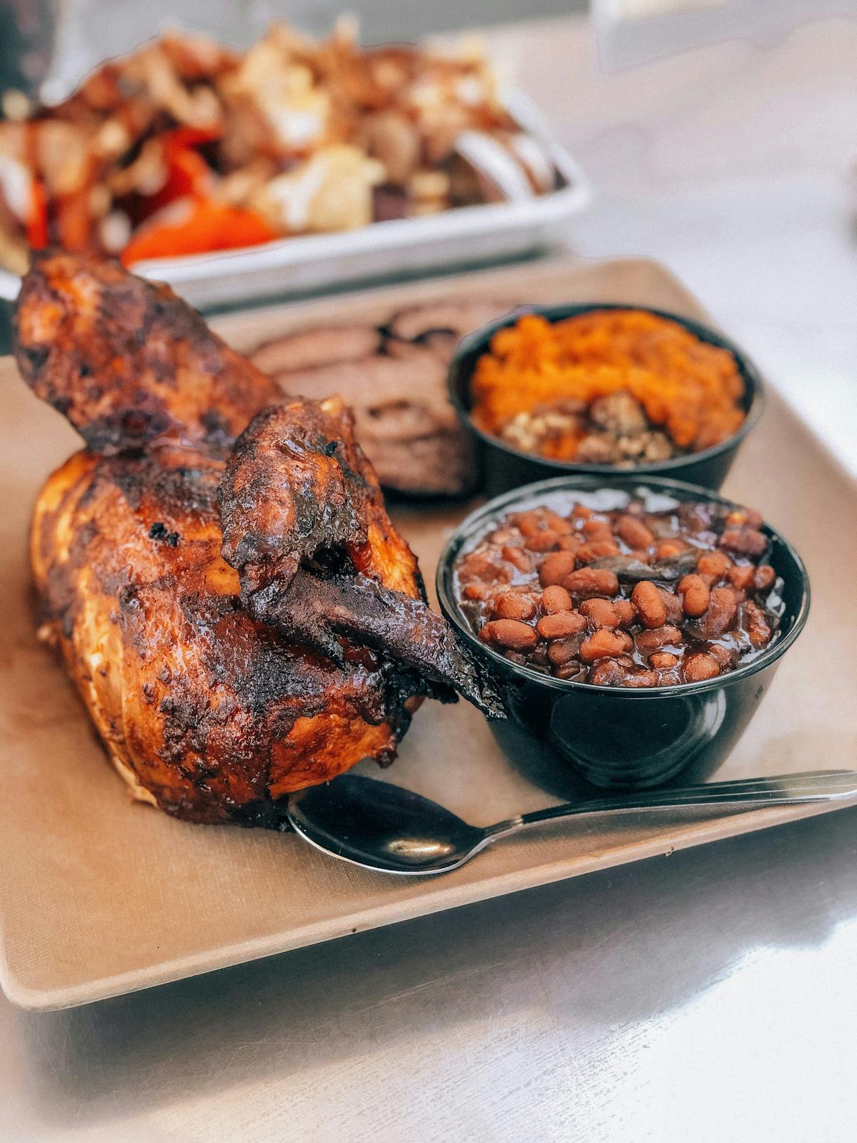 a tray of food on a table
