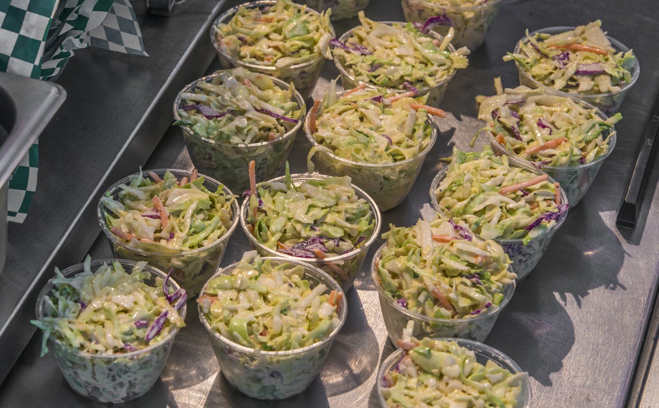 several bowls of salad