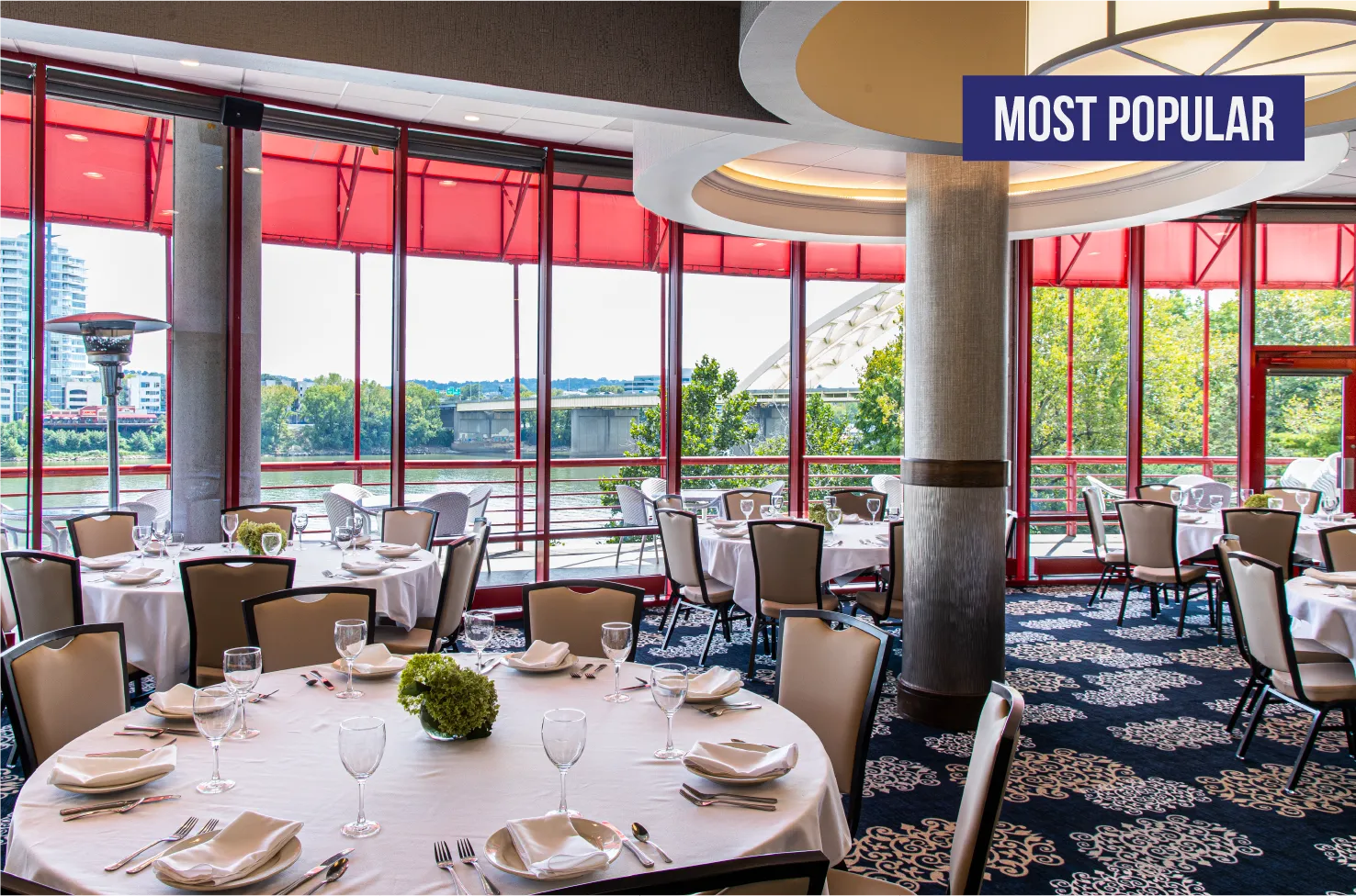 The River Room popular private dining space with panoramic river views