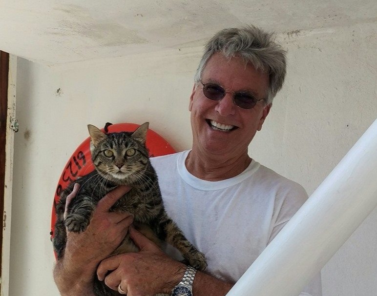 a person holding a cat