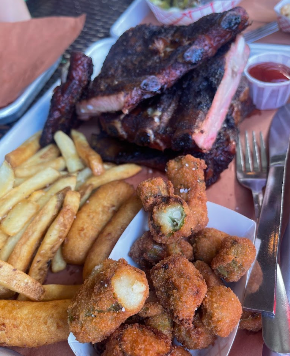 a plate of food with a fork and knife