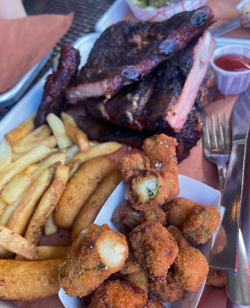 a plate of food with a fork and knife