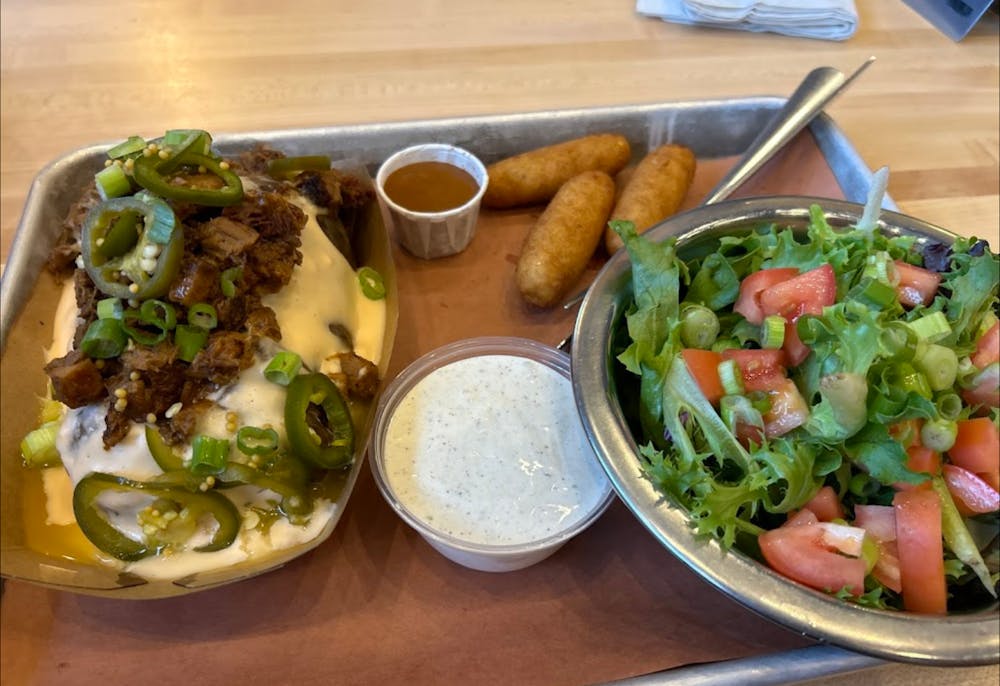 a plate of food with a fork