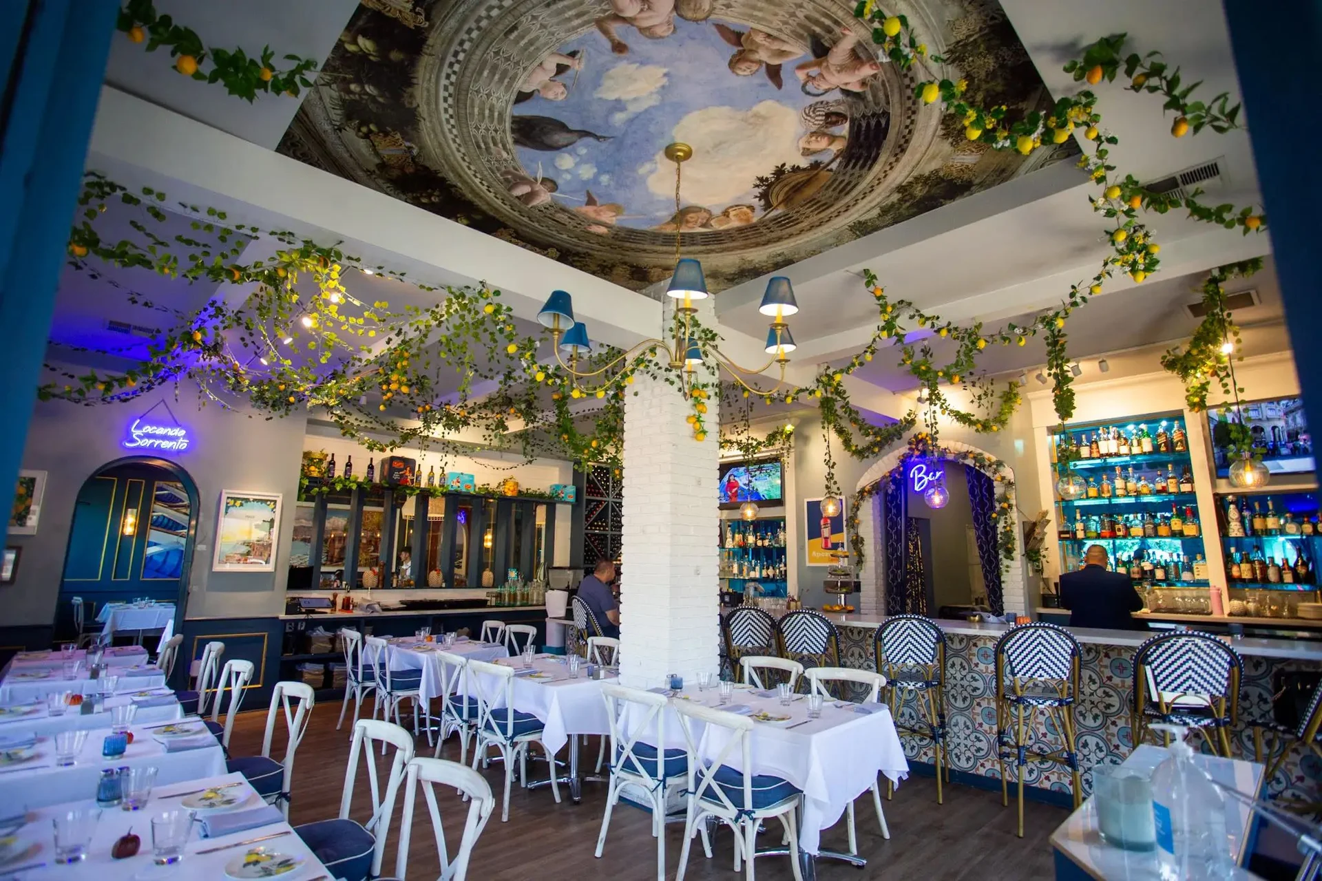 a beautiful indoor restaurant with classic decorations