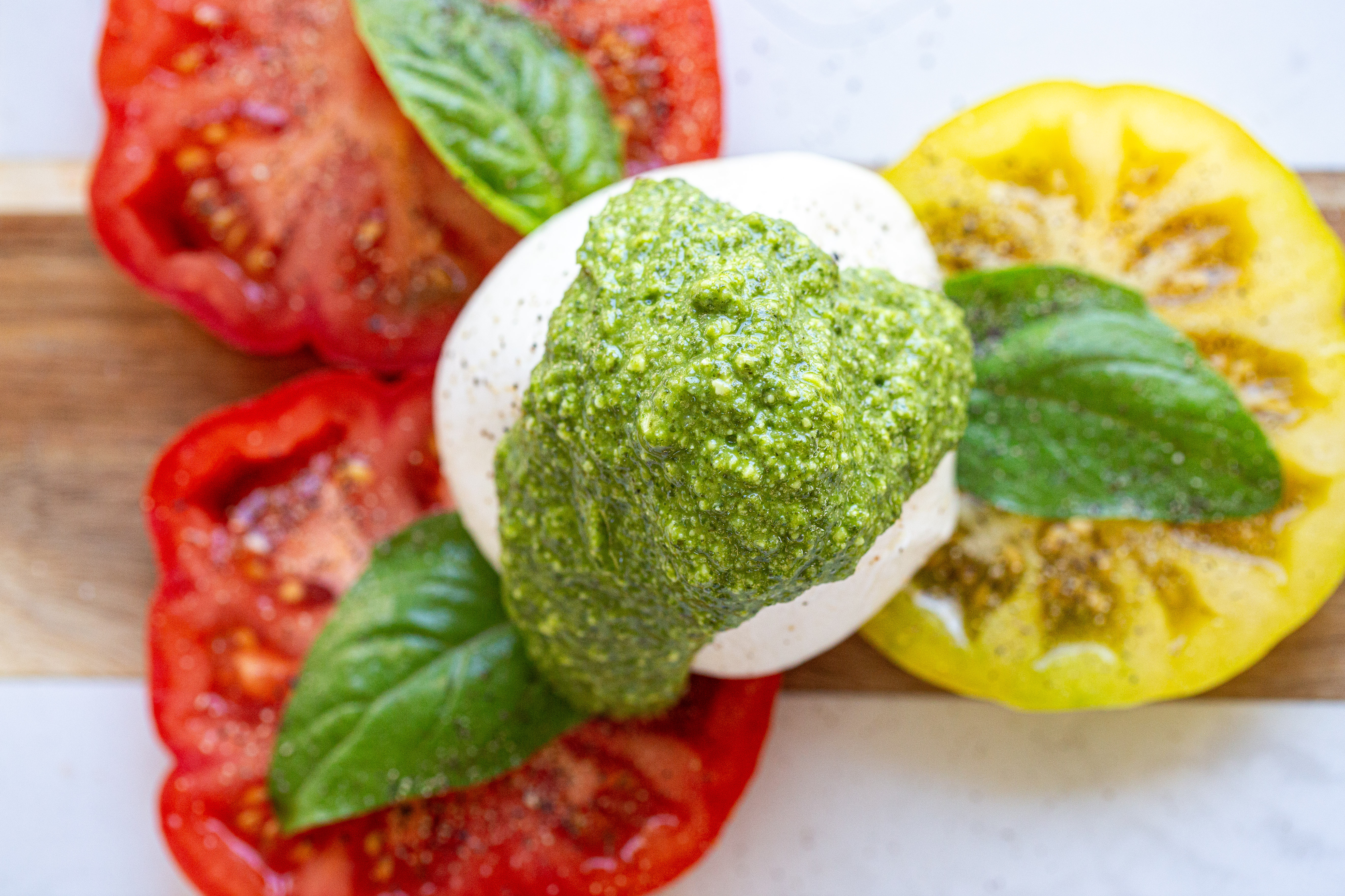 a mozzarella cheese and tomatoes