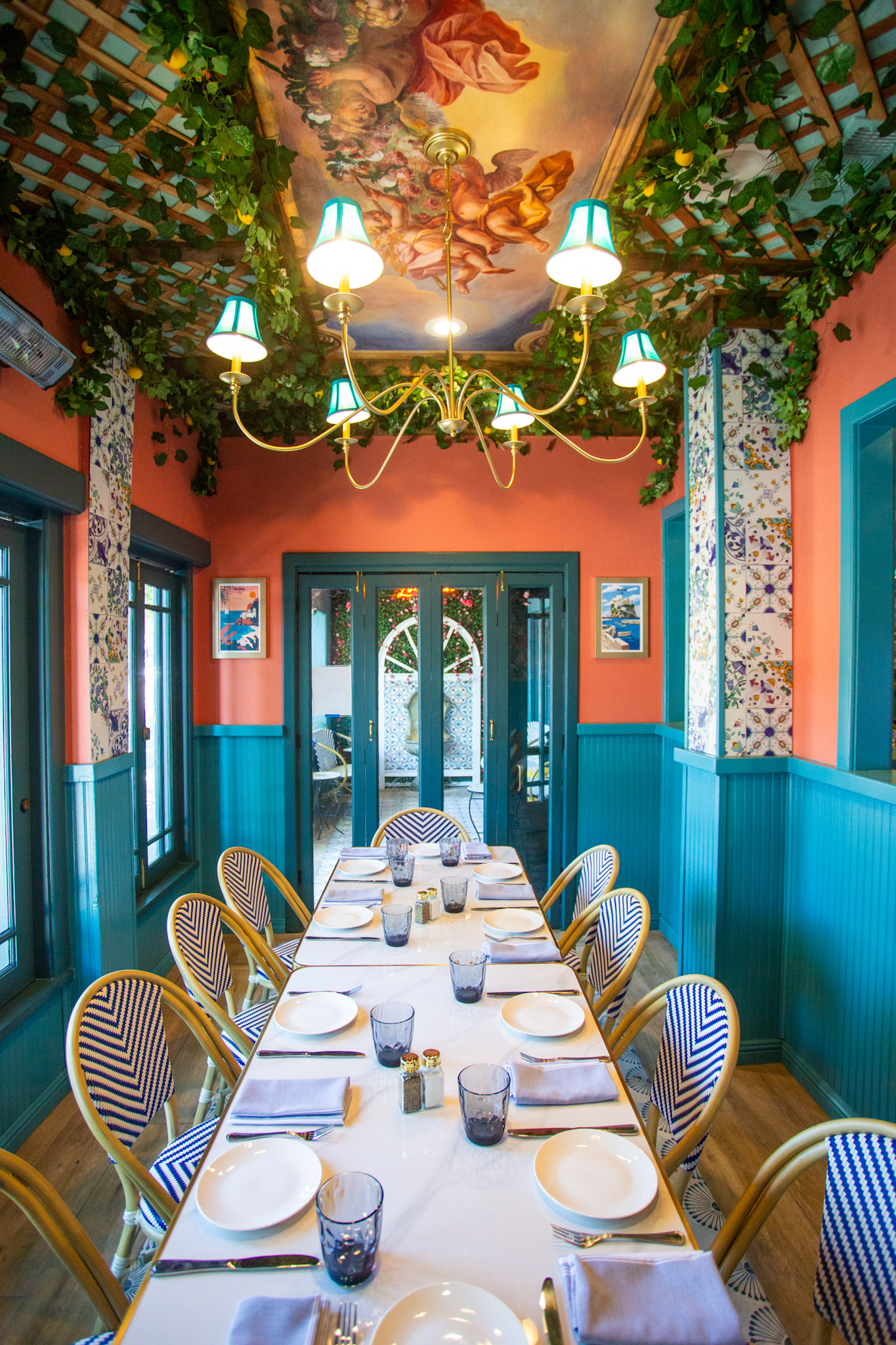 a dining table in a restaurant