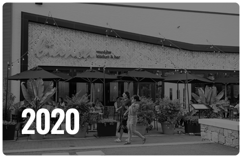 people walking in front of a restaurant