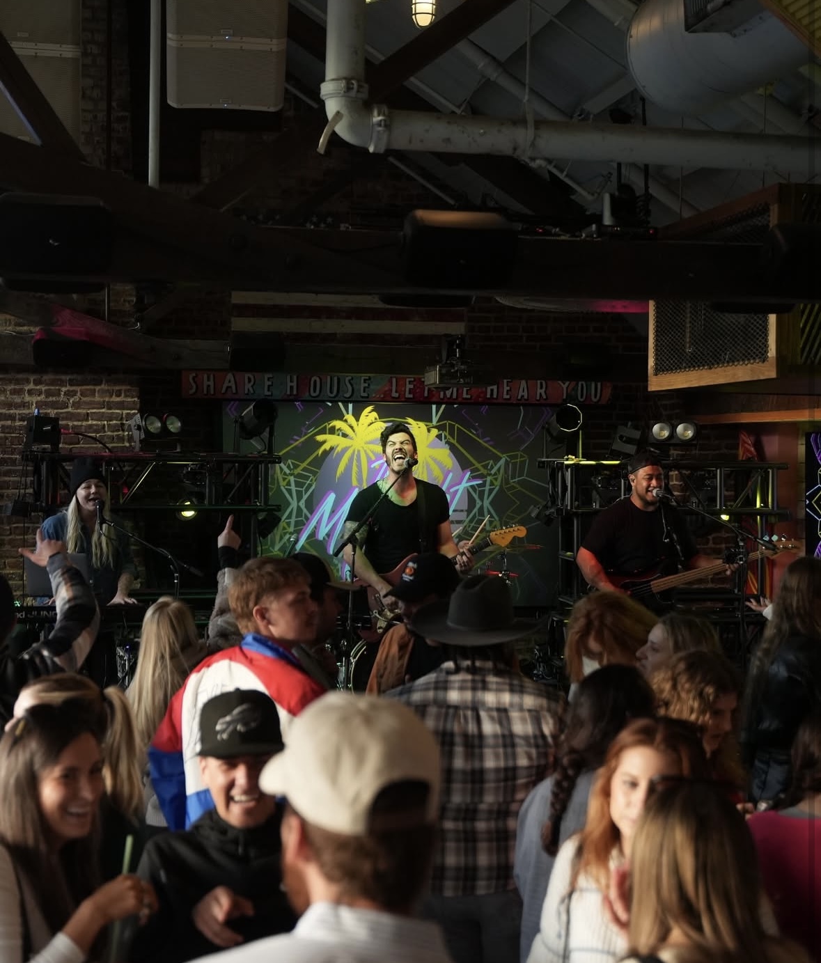 a group of people listening to good music