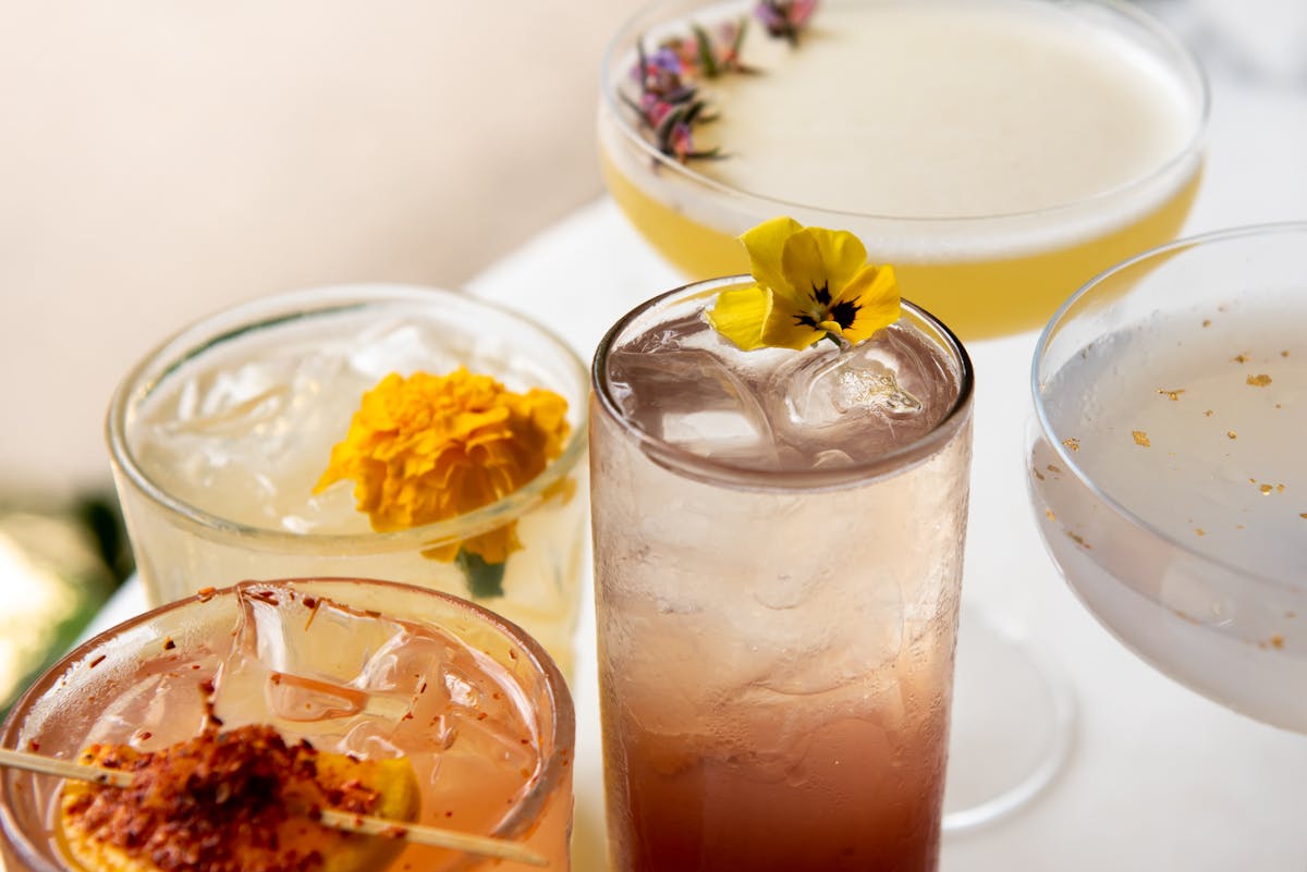 multiple cocktails on a table