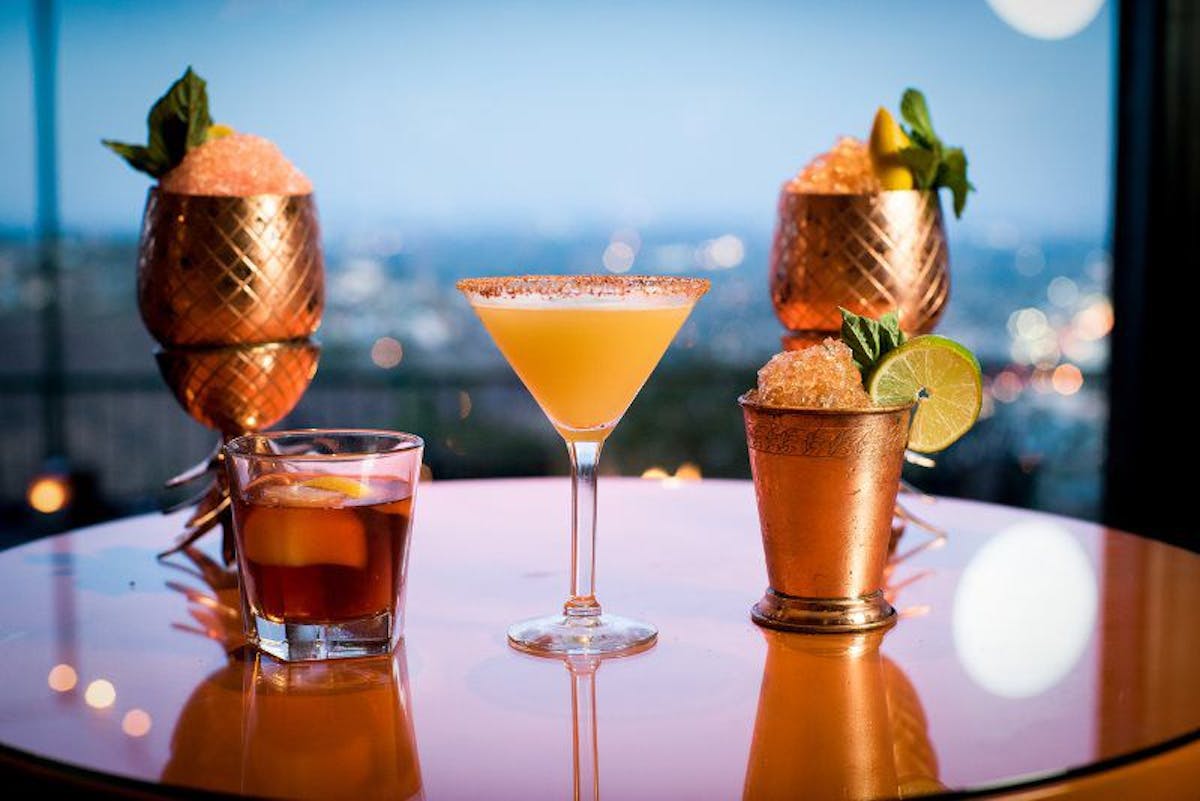 a variety of cocktails on a table