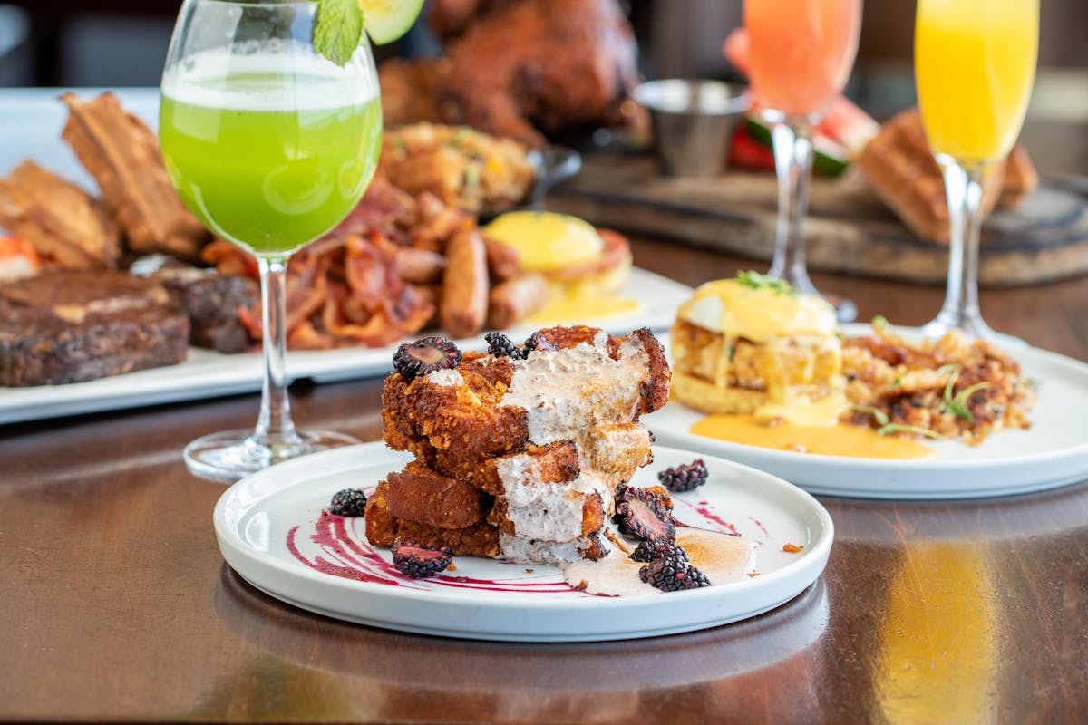 a close up of a plate of food on a table