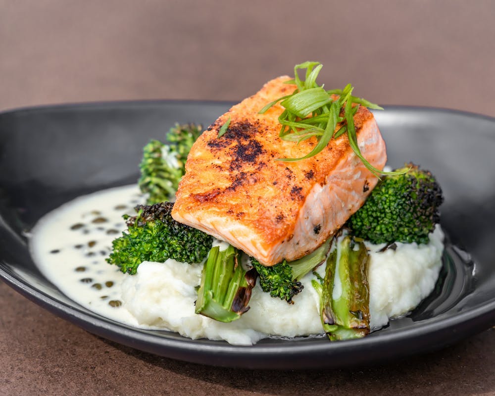 a plate of food with broccoli