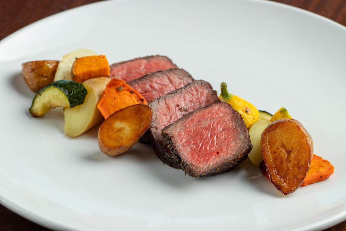 a plate of steak