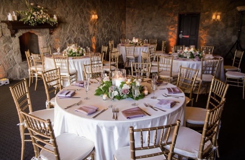 table with place settings and centerpiece