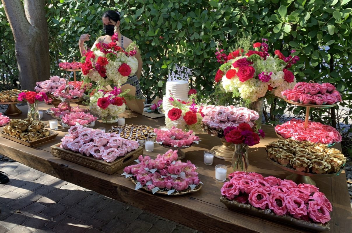 flowers on a table